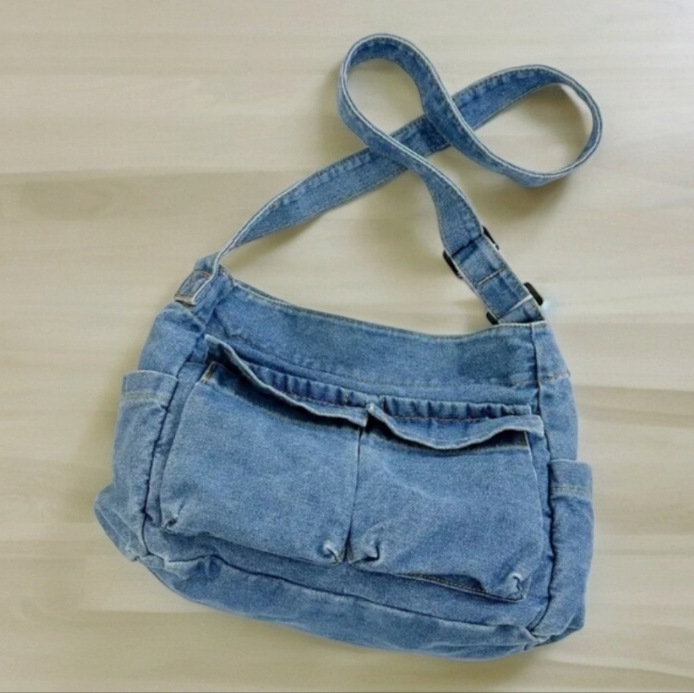 Restocked! NEW! Trending denim tote bag. Size medium